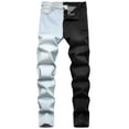 thumbnail image 2 of hopeusnice Mens Cotton Linen Jeans Sweatpants Trousers Activewear Straight Workout Mid Waist Pants Loose Fit Casual Beach Fashion Summer Solid Color Patchwork Blue S, 2 of 6