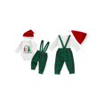 thumbnail image 3 of Jaweiwi Baby Toddler Boy Christmas Outfit, 3 6 9 12 18 Months Long Sleeve Dots Printed Bow Tie Romper with Overall Pants and Hat Infant Outfit, 3 of 9