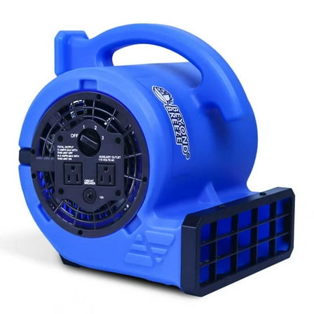 Air Mover Blower Fan  700 CFM, High Velocity Industrial Shop Fan with Reset and Circuit Breaker, Powerful 3-Speed Garage Fan with 2 AC Outlets, 10 Ft Cord, Commercial Floor Carpet Dryer