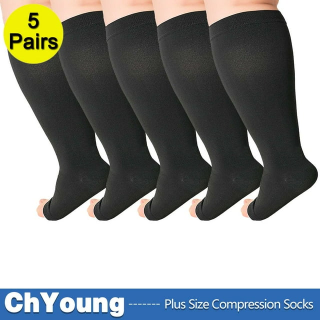 POINTERTECK 2Pack 4XL Toeless Compression Socks Unisex Extra Wide Calf Open Toe Support Circulation 20-30 mmHg Knee High for Fatigue Pain Leg Swelling Soothing Comfy Gradient Support Prev