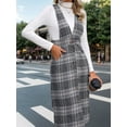 thumbnail image 6 of Women's Plaid Pocketed Overall Dress with Button Front and Subtle Overlay in 100% Polyester Lightweight Everyday Wear, 6 of 6