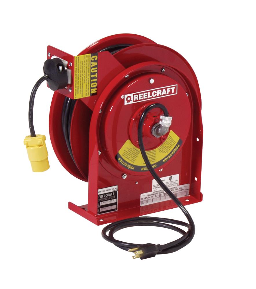 ReelcraftL55501233 Series L5005 50 Ft. Single Receptacle Spring Retractable Power Cord Reel