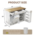 thumbnail image 3 of 4 EVER WINNER Rolling Kitchen Island with Trash Can Storage, Mobile Kitchen Island on Wheels, Kitchen Cart with Spice Rack, Towel Rack & Adjustable Shelves, Kitchen Storage Cart on Wheels, White, 3 of 8