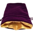 thumbnail image 2 of luxury velvet dice bags with satin lining: 4"x6" purple velvet dice bag with gold satin lining, 2 of 2