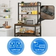 thumbnail image 3 of Dextrus 4 Tier Kitchen Bakers Rack with Power Outlets, 31.5" Freestanding Microwave Stand with Wine Rack & Hooks, Rustic Brown, 3 of 10