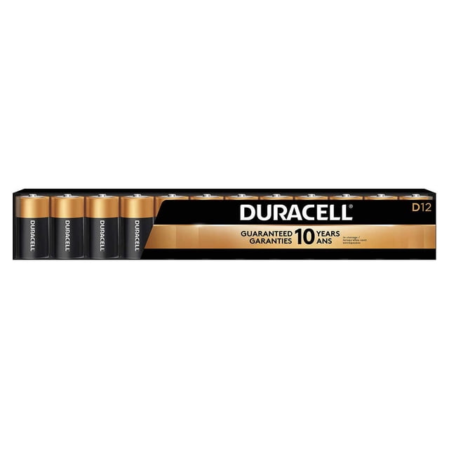 Pilas Duracell D, paquete de 12, larga duración