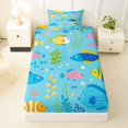 thumbnail image 3 of Castle Fairy Cartoon Bright Tropical Fish Twin Sheets 3pcs,Coral Starfish Light Blue Background Bedding,Yellow Pink,1 Fitted Sheet,1 Flat Sheet and 1 Pillowcase, 3 of 6