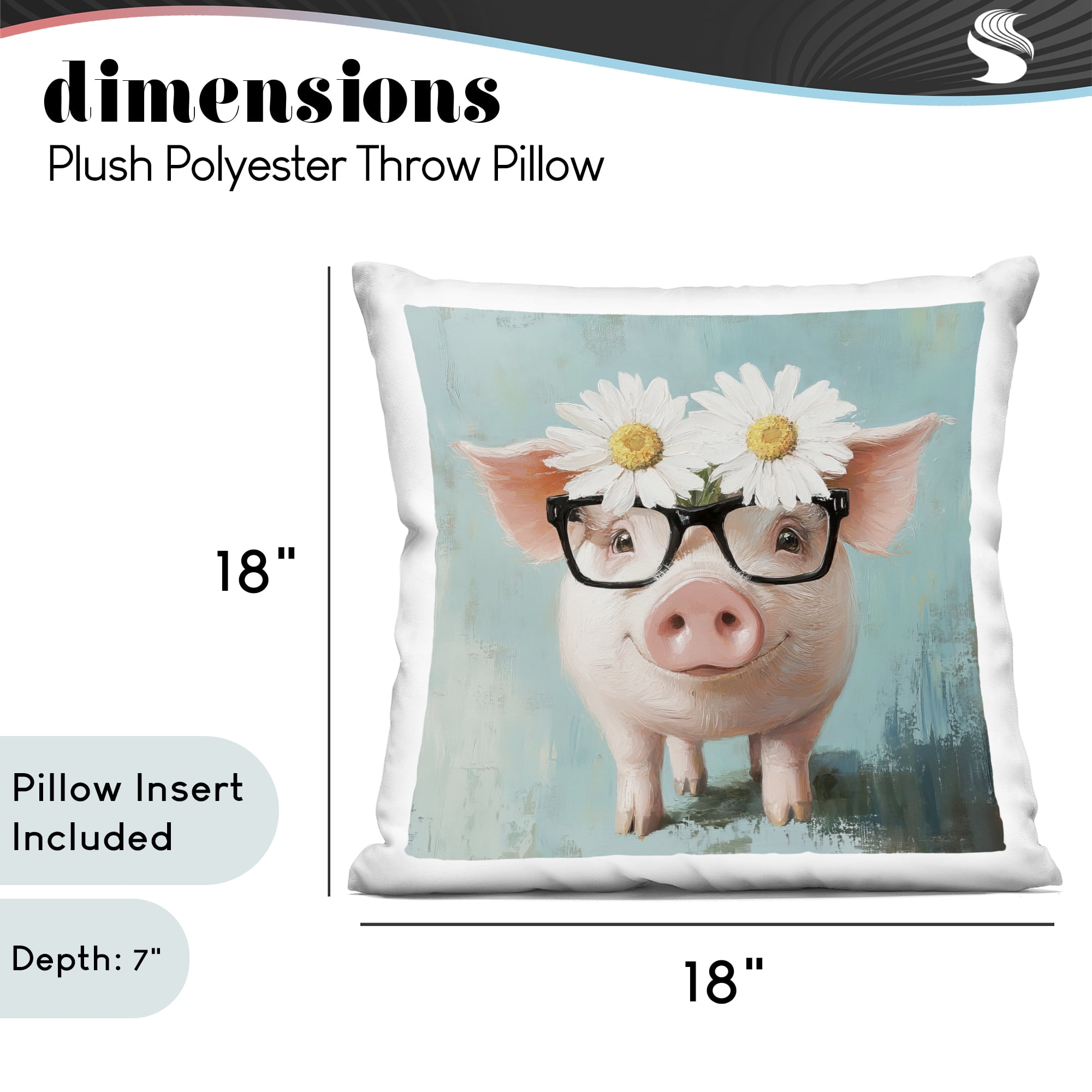 Stupell Industries Nerdy Natalie Piglet Decorative Printed Throw Pillow, design by Tina LeCour