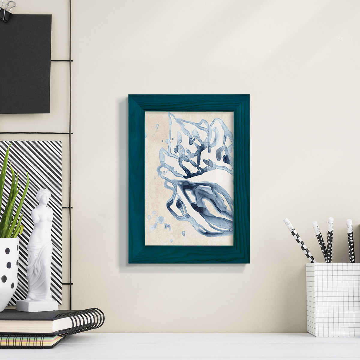 Water Shells II - Framed Print w/glass - Ocean Blue