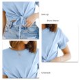 thumbnail image 3 of Top de manga corta para mujer, camisa informal de Color sólido con cordones y cuello redondo, ropa para citas en el trabajo, 3 of 6
