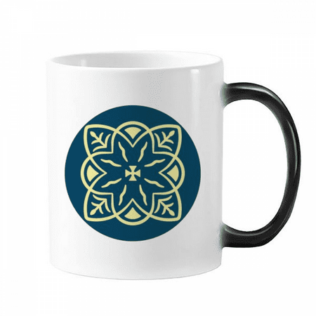

Blue Talavera Style Decorative Pattern Changing Color Mug Morphing Heat Sensitive Cup With Handles 350 ml