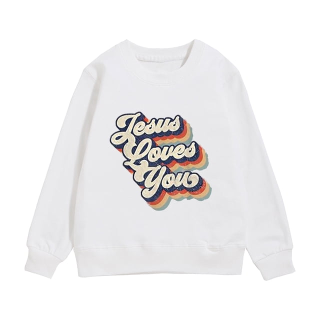 MIASHUI Girls Sweatshirt Tops Retro Vintage Style Graphic Printed Warm Crewneck Pullover,White,6-7 Years