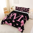 thumbnail image 2 of Erosebridal Cute Bowtie Letter M Full Size Comforter Sets,Pink Bowknot Kawaii Loves Pattern Bedding Sets For Girls Kids,Reversible black,3 Pieces, 2 of 7