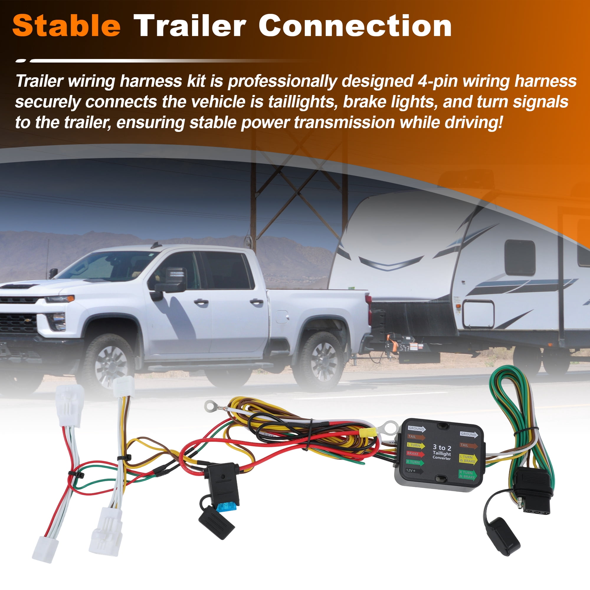 Unique Bargains 4-Way Flat Trailer Wiring Harness for TOYOTA Prius 2004-2015