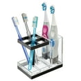thumbnail image 3 of mDesign Plastic Toothbrush, Toothpaste Storage Organizer Holder - Clear/Black, 3 of 6