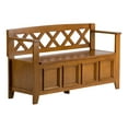 thumbnail image 1 of Simpli Home Avalon - Storage bench with backrest - armrests - solid pine wood - light avalon brown, 1 of 6