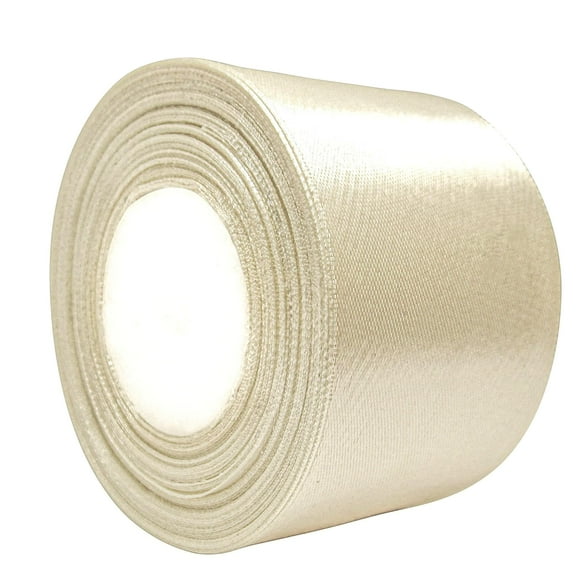 Ivory Ribbon 2 inch Ribbons for Crafts Gift Satin Ivory Solid Ribbon Roll 2 in x 25 Yards
