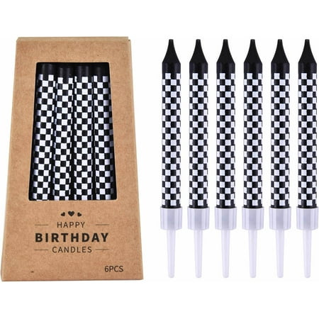 36 Pcs Racing Cars Themed Birthday Candles, Black and White Checkered Flag Candles, Kid's Party Decoration
