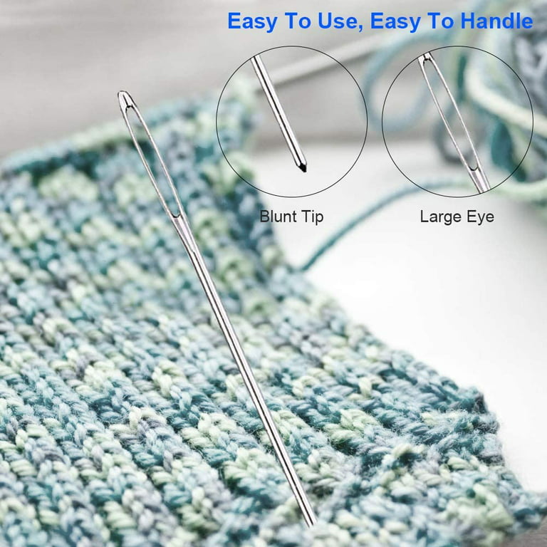 15 Pieces Blunt Needles Steel Large-Eye Yarn Knitting Needles