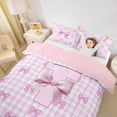 thumbnail image 4 of Erosebridal Chic Bow Tie Twin Bedding For Girls,Pink Grid Letter T Initial Monogram Duvet Cover Set,Pink Reversible,2-Piece(No Comforter), 4 of 6