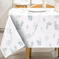 Blue Floral Tablecloth Blue Gray Wildflower Table Cover Washable Rectangle Table Cloth for Home Kitchen Coffee Table Picnic Decoration, 60 x 102 Inch