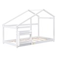thumbnail image 5 of DreamBuck Twin Size House Bed, Quiet and Sturdy Wood Bed Frame with Shelf and Roof, Twin Floor Bed Frame for , Boys, Girls, No Box Spring Needed, Easy Assembly, Noise Free, White, 5 of 9