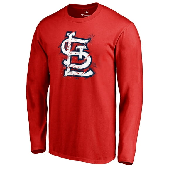 Men's Red St. Louis Cardinals Splatter Logo Long Sleeve T-Shirt