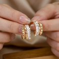 thumbnail image 4 of NICKSUN 3-in-1 Stackable Hoop Earrings, Sparkling Square Cubic Zirconia Irregular Geometric Luxury Hoop Ear Jewelry, 4 of 10
