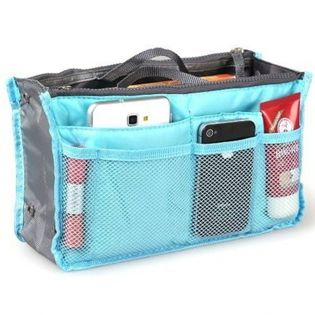 Higi Quality Handbag Organizer, Liner, Sturdy Nylon Purse Insert 13 Pockets - 2 Pack Blue