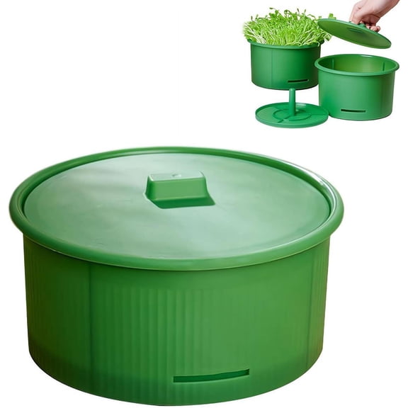 Sprouting Tray - Soil-Free Seedling Starter Tray, Plant Germination Container for Hydroponic, Nursery Trays for Growing Bean Sprouts, Broccoli, Alfalfa & Microgreens (Green L)M