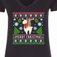 thumbnail image 4 of Inktastic Merry Christmas Sloth and Llama Ugly Sweater Style Women's V-Neck T-Shirt, 4 of 5
