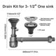 thumbnail image 2 of Kit de drenaje de fregadero 1 1/2 pulgadas colador de drenaje trampa en P altura ajustable kit montaje drenaje fregadero cocina 3 1/2 pulgadas acero i, 2 of 7
