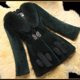 thumbnail image 1 of Abrigo y chaquetas de piel sintética sin capucha y manga larga para mujer, de color liso, con cintura ajustada y cruzado., 1 of 3
