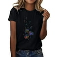 thumbnail image 2 of Fesfesfes Workout Shirts for Women Casual T-shirt Printed Round Neck Short Sleeve Pullover Blouse Tops Short Sleeve Workout Tops for Women M(US:6), 2 of 5