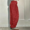 thumbnail image 5 of Women's Starry Sky Rhinestone High Waisted Baggy Jeans, Loose Fit Straight Leg Denim Pants with Stretchable Comfort, Casual Wide Leg Trousers for Daily Wear and Street Fashion Red M, 5 of 6