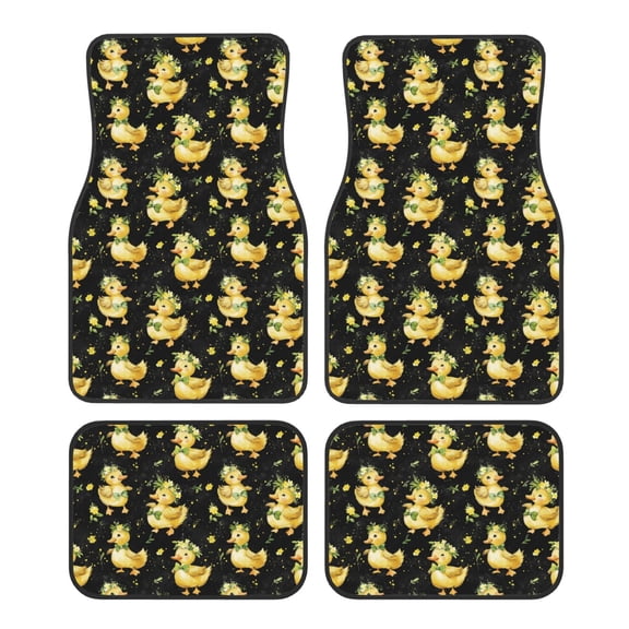 KAKALAD Dancing Playing Duck Car Floor Mats 4PC Set Carpet Protection, Universal Fit for Car SUV VA & Truck, Vehicle Front & Rear