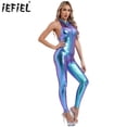 thumbnail image 2 of Body metálico para mujer, leotardo de baile sin mangas con recorte en la espalda, pantalones largos, mono de una pieza, mono, gimnasia, Fitness, 2 of 5
