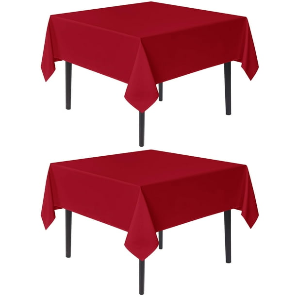 Mantel sancua navideño cuadrado rojo de 150 x 150 cm, paquete de 2