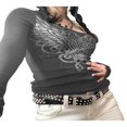 thumbnail image 3 of Crop Top Vintage Y2K à Imprimé Graphique pour Femmes, Chandail à Manches Longues, Col Rond, Coupe Ajustée, T-Shirt, Tenue de Rue E-Girl des Années 90, 3 of 5