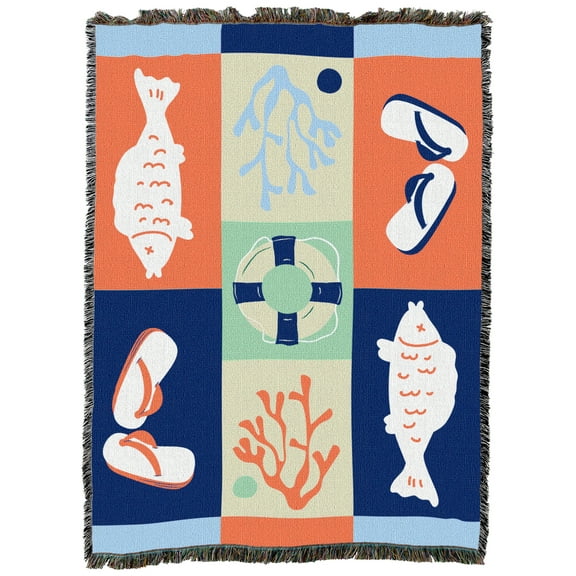 Pure Country Weavers Beach Aesthetic Large Tapestry Throw Woven from Cotton - Made in The USA (72x54)