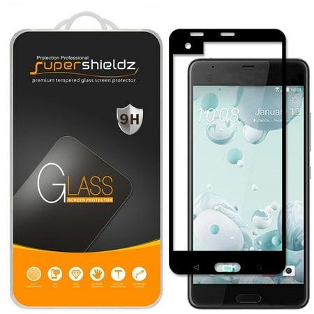 [2-Pack] Supershieldz for HTC U Ultra [Full Screen Coverage] Tempered Glass Screen Protector, Anti-Scratch, Anti-Fingerprint, Bubble Free (Black Frame)