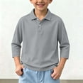 thumbnail image 2 of Crunowin Boys And Girls School Uniform Polo Collar Shirt Spring Fall Quick-Dry Kids Casual Tops Gray Size 5, 2 of 9