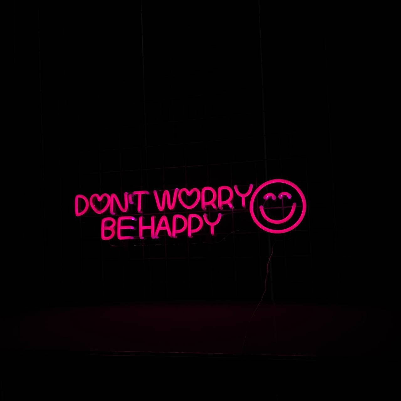 Glowneon Don't Worry Be Happy Neon Sign, Motivation Wall Decor
