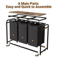 thumbnail image 5 of 3-Section Laundry Sorter with Top Shelf and Pull-Out Bags, Heavy Duty Rolling Laundry Hamper on Wheels, 144L Large Capacity, Black, 5 of 7