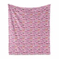 thumbnail image 1 of Panda Soft Flannel Fleece Throw Blanket, Fluffy Animals Playing Around on a Pink Background, Cozy Plush for Indoor and Outdoor Use, 60" x 80", Pink Multicolor, by Ambesonne, 1 of 5