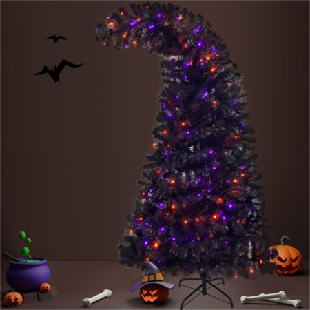 Arogan 6FT Hinged Fraser Fir Artificial Fir Bent Top Christmas Tree  Bendable Grinch Style Christmas Tree Holiday Decoration w/1 080 Lush Branch Tips  250 LED Lights