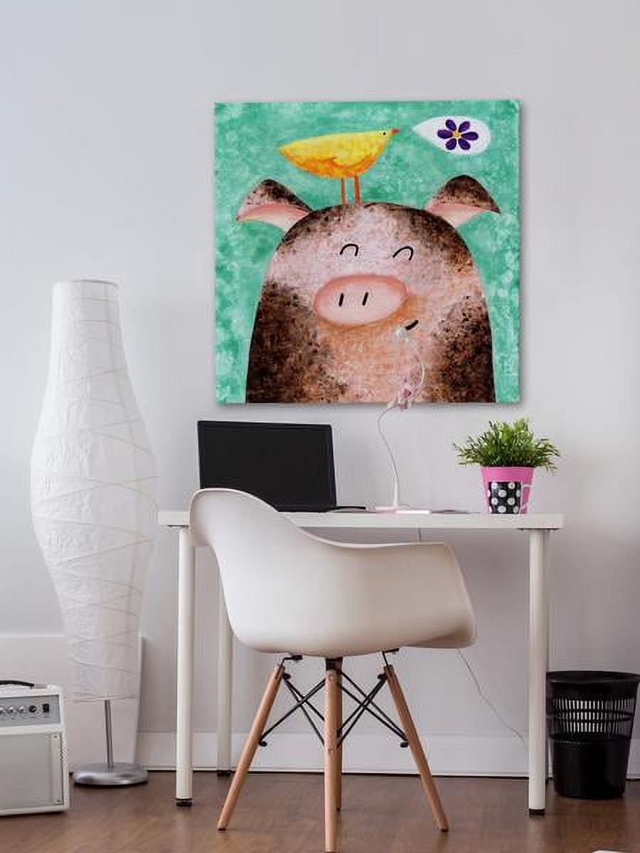 "Pigs Posy Peep" Painting Print on Wrapped Canvas