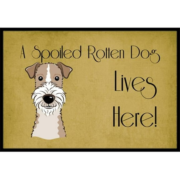 Carolines Treasures Wire Haired Fox Terrier Spoiled Dog Lives Here Door Mat Indoor Rug or Outdoor Welcome Mat 24x36