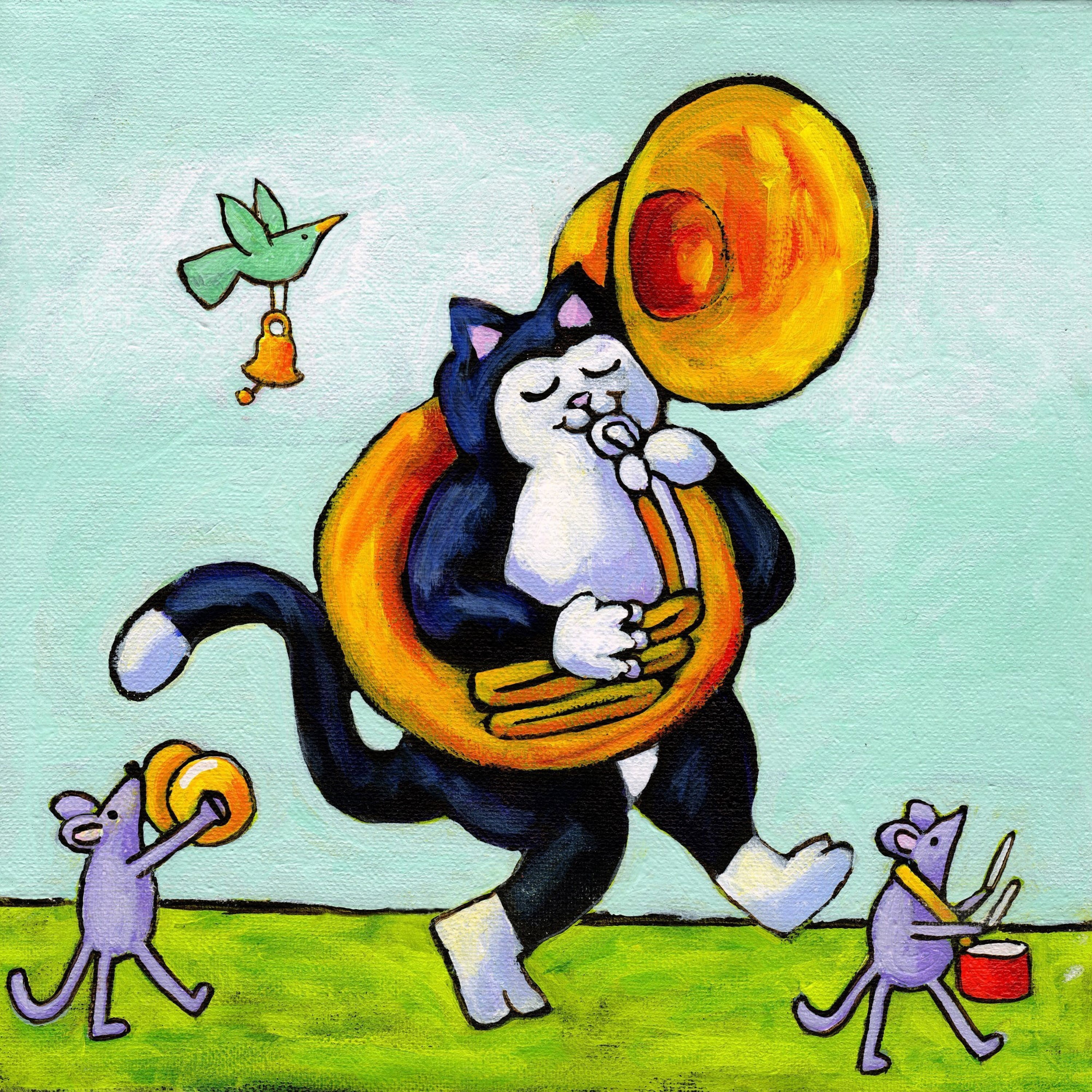 Marmont Hill "John Phillips Sousa Cat" by Janet Nelson Painting Print on Wrapped Canvas