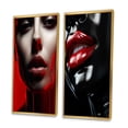 thumbnail image 3 of Designart "Sensuous Red Glamour Woman Portrait" Fashion Woman Framed Wall Art Set Of 2 - Glam Red Gallery Wall Frame Set For Home Decor, 3 of 6